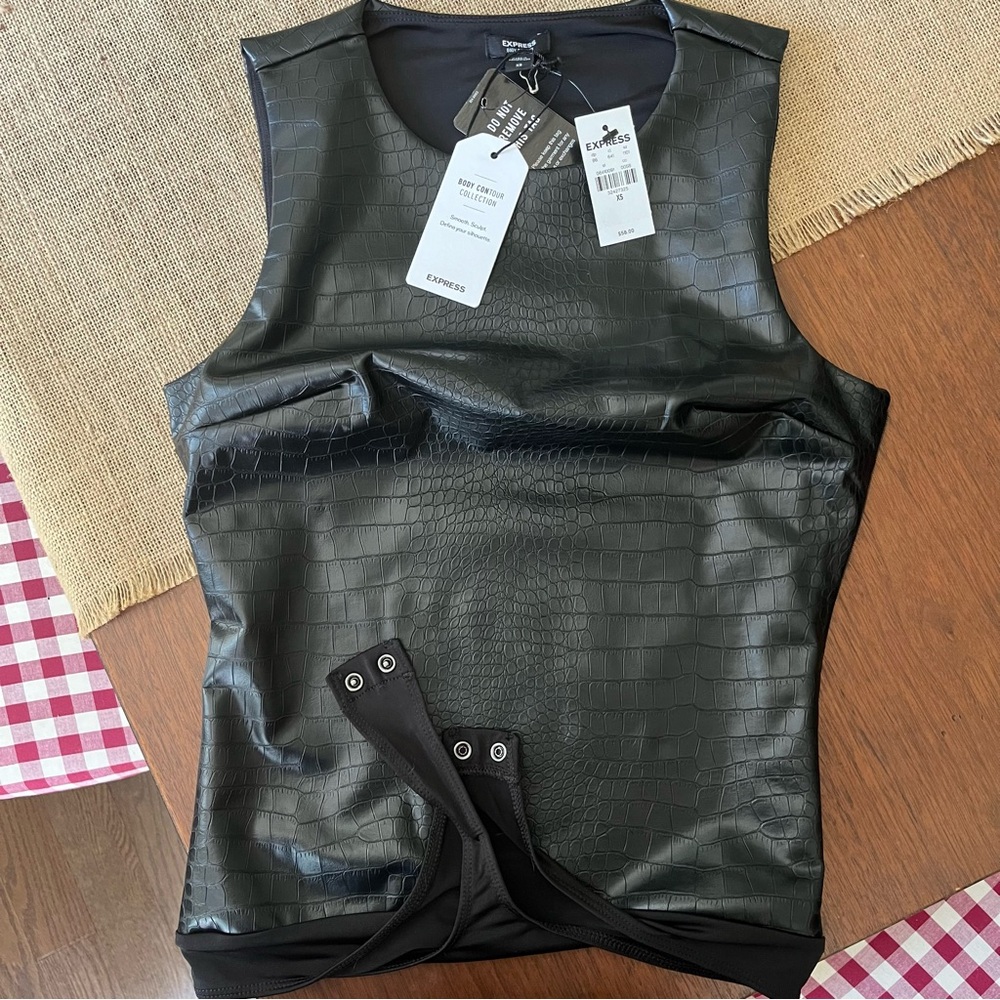 Women’s Express faux leather bodysuit top